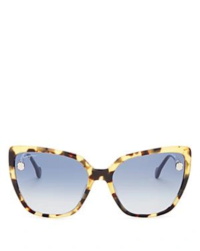 Shop Ferragamo Women's Fiore Cat Eye Sunglasses, 59mm In Vintage Tortoise/rose