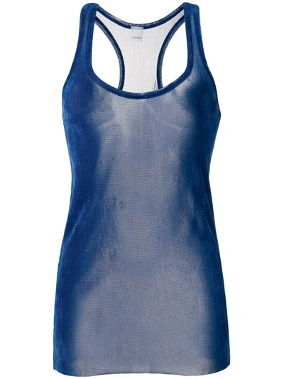 Shop Pinko Mesh Tank Top In Blue