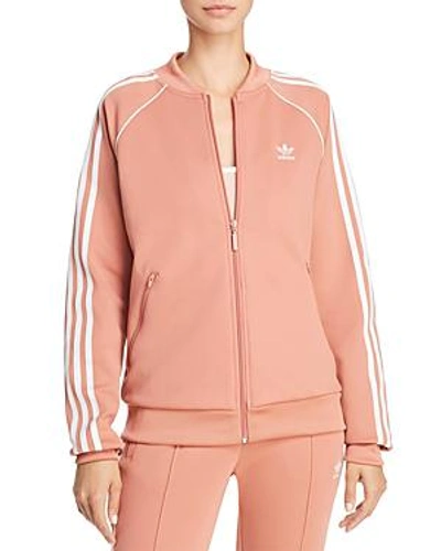 Shop Adidas Originals Stripe-detail Track Jacket In Ash Pink