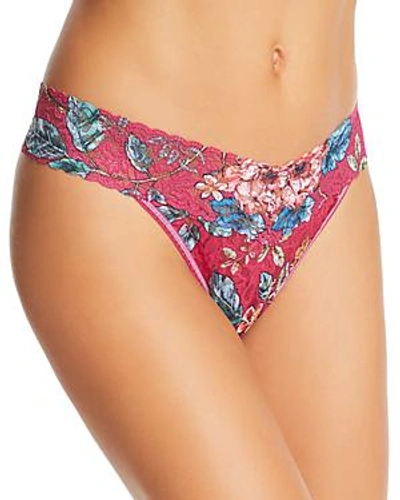 Shop Hanky Panky Original-rise Printed Lace Thong In Empress Floral