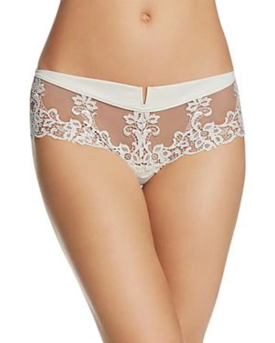 Shop Simone Perele Saga Lace Mesh Boyshort In Ivory