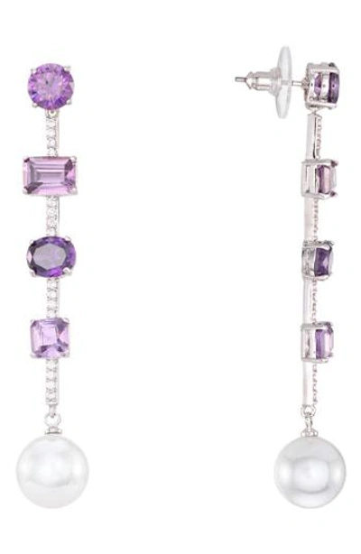 Shop Nina Crystal Drop Earrings In Amethyst/ Silver