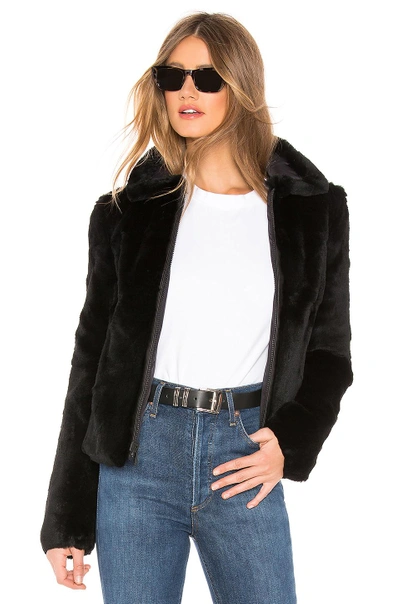 Shop June Reversible Fur Pilot Jacket In Black