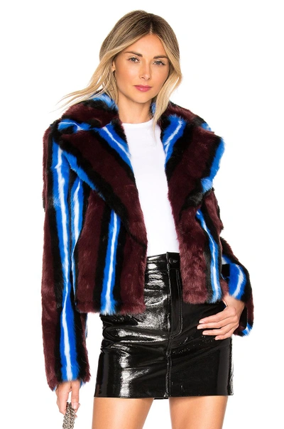 Shop Diane Von Furstenberg Collared Faux Fur Jacket In Cabernet Multi