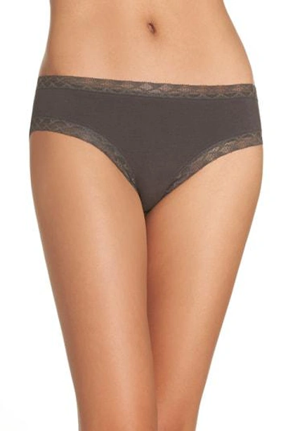 Shop Natori Bliss Cotton Girl Briefs In Dark Grey