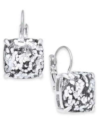 Shop Kate Spade New York Silver-tone Glitter Stone Square Stud Earrings