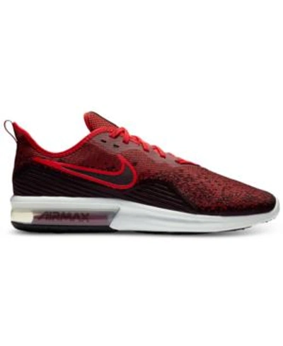 Shop Nike Men's Air Max Sequent 4 Running Sneakers From Finish Line In Black/black-univ Red-univ