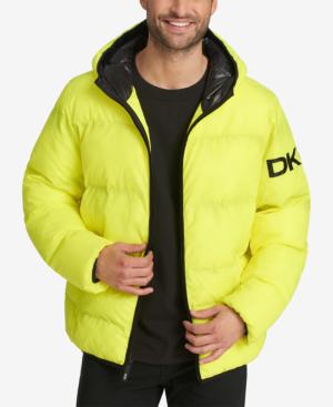dkny men's hooded puffer jacket