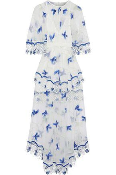 Shop Alice Mccall Marigold Guipure Lace-trimmed Embroidered Tulle Maxi Dress In White