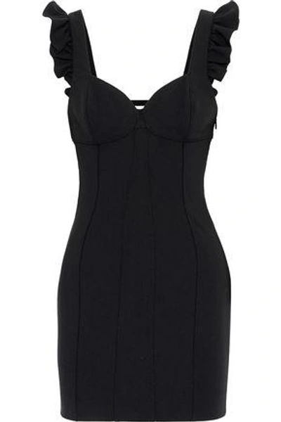 Shop Cinq À Sept Woman Jolie Mathis Ruffle-trimmed Cady Mini Dress Black