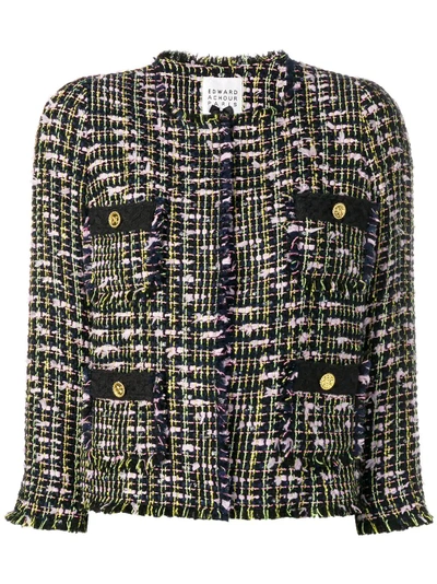 Shop Edward Achour Paris Four Pockets Tweed Jacket - Black