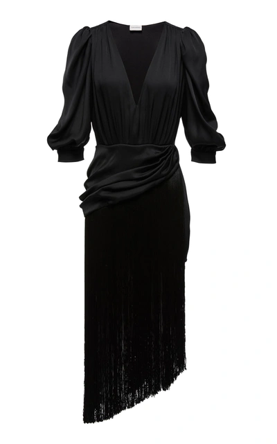 Magda Butrym Wels Silk Fringe Midi Dress In Black ModeSens