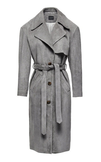 Shop Magda Butrym Miles Leather City Trench Coat In Grey