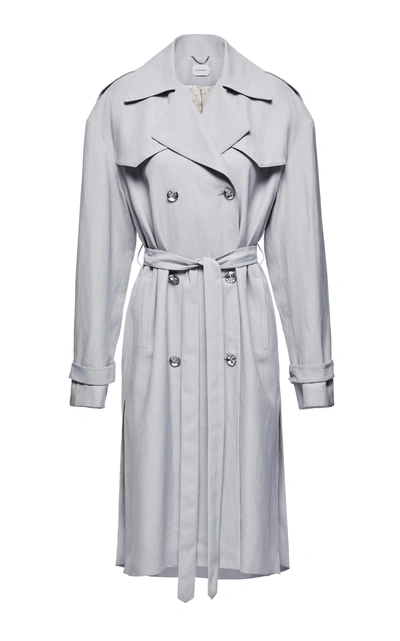 Shop Magda Butrym Miles Leather City Trench Coat In Grey
