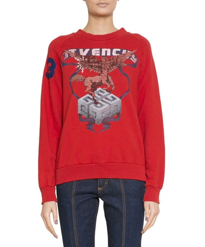 Shop Givenchy Logo Cotton Sweatshirt In Rosso