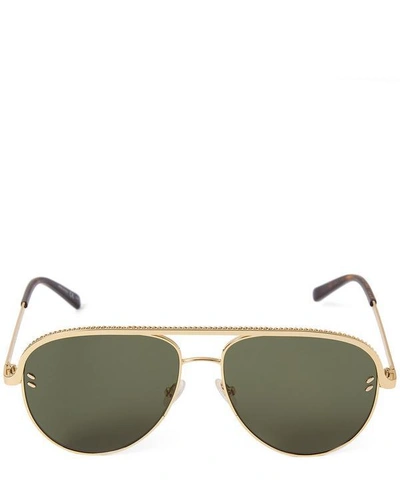 Shop Stella Mccartney Falabella Metal Aviator Sunglasses In Gold