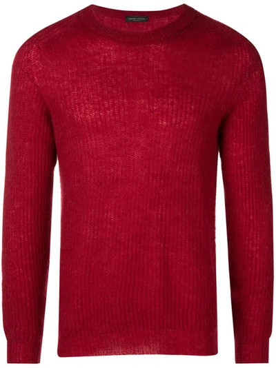 Shop Roberto Collina Ribbed Knitted Sweater - Red