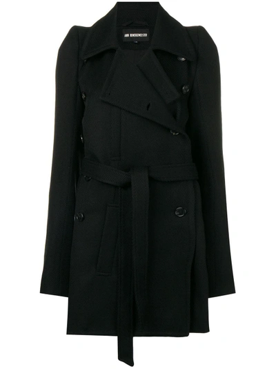 Shop Ann Demeulemeester Deconstructed Belted Trench Coat In Black