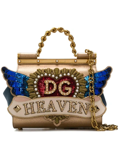 Shop Dolce & Gabbana Logo Sicily Bag - Gold