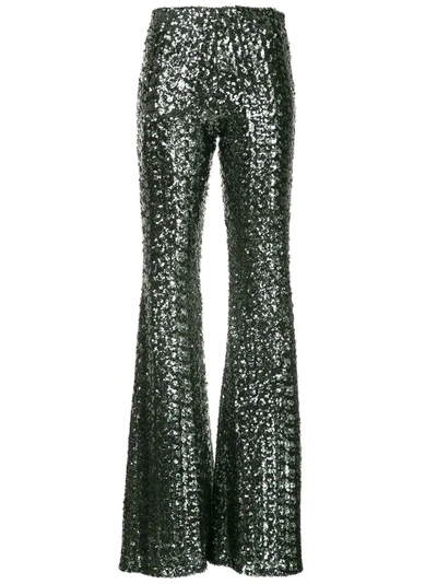 Shop Alexis Harmon Sequined Flared Trousers In Metallic