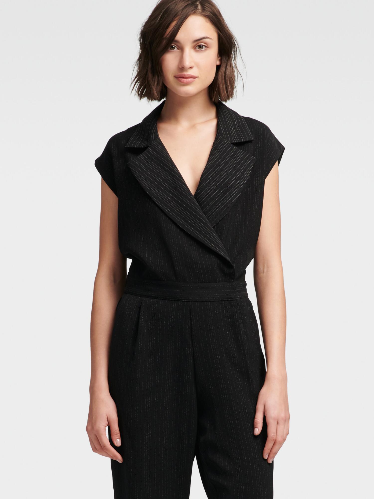 womens pinstripe jumpsuit