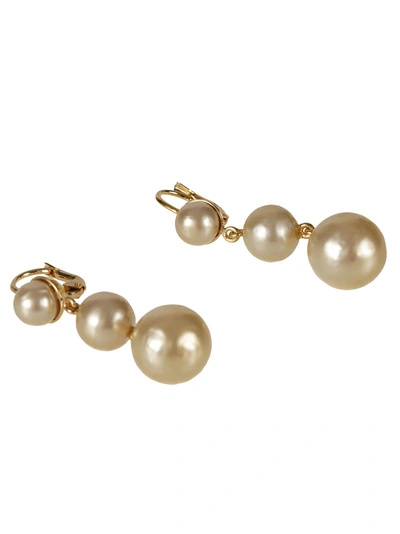 Shop Celine Céline Crystal Earrings In Ivory Gold