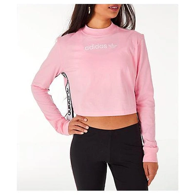 Adidas Originals Women's Originals Tape Crop Long-sleeve T-shirt, Pink |  ModeSens