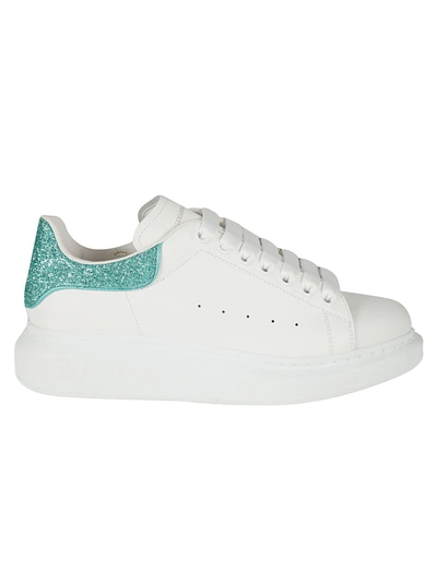 Shop Alexander Mcqueen Glitter Sneakers In White/eau D.n.