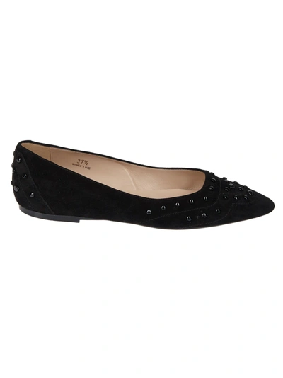 Shop Tod's Studded Ballerinas In Black