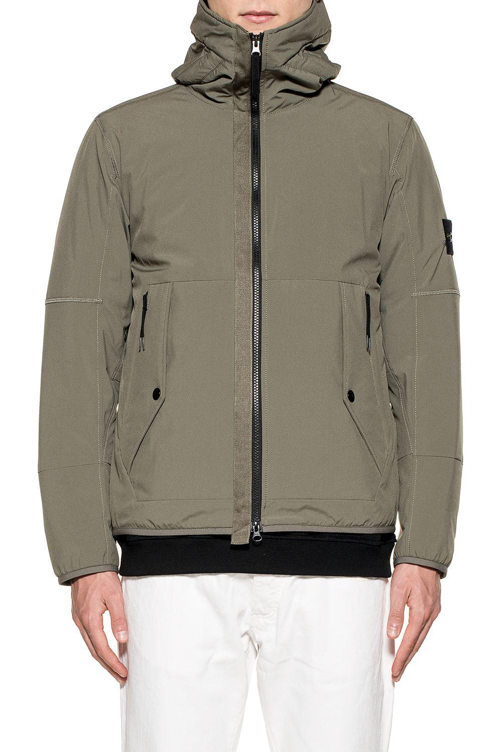 Stone Island Olive Green Hooded Soft Shell Hooded Jacket In Green Olive Modesens