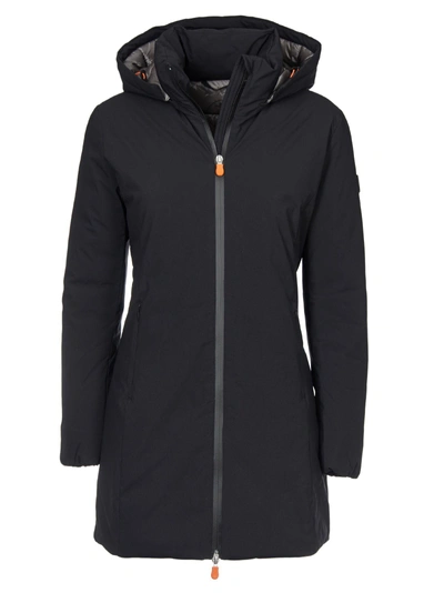 Shop Save The Duck Hooded Parka Coat In Black