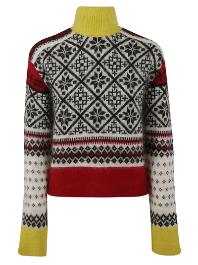 N°21 Print Turtleneck Wool & Mohair-blend Button-back Sweater In Multicolor