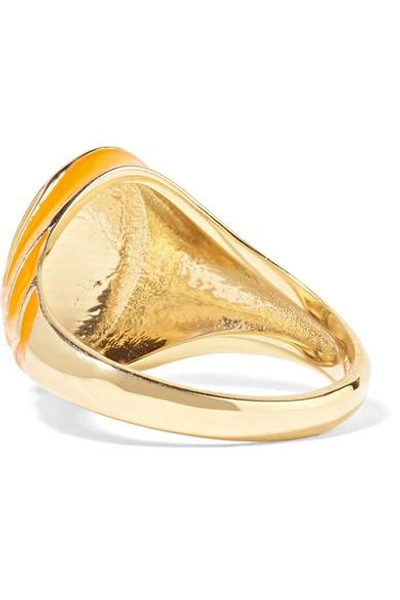 Shop Alison Lou Stripe 14-karat Gold And Enamel Ring