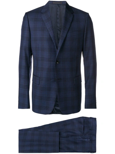 Shop Valentino Two Piece Check Suit In Blue