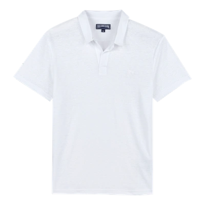 Vilebrequin Regular Fit Short Sleeve Linen Polo Shirt In White