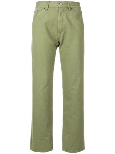Shop Jacquemus Cropped Trousers In Green