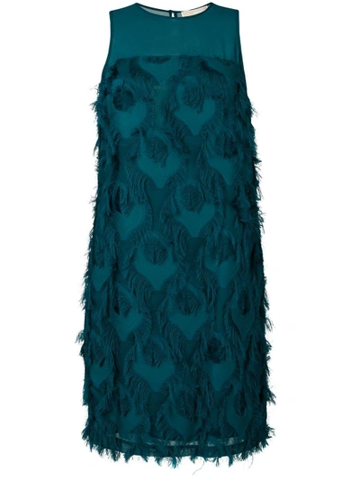 Shop Michael Michael Kors Feather Patterned Dress - Blue