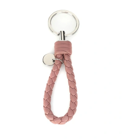 Shop Bottega Veneta Intrecciato Leather Keychain In Pink