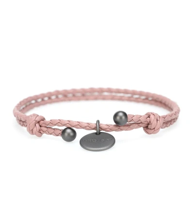 Shop Bottega Veneta Intrecciato Leather Bracelet In Pink