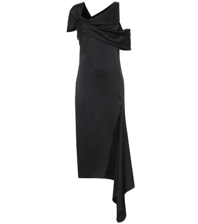 Shop Monse Asymmetric Satin Midi Dress In Black