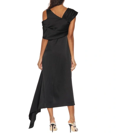 Shop Monse Asymmetric Satin Midi Dress In Black