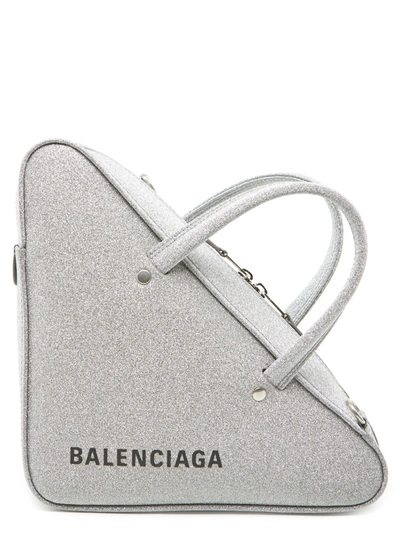 Shop Balenciaga 'triangle Duffle M' Bag In Silver