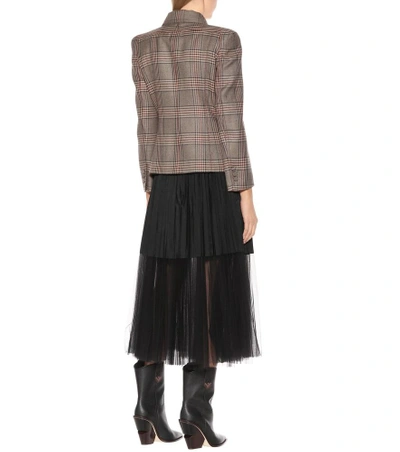 Shop Fendi Checked Wool Jacket In Brown