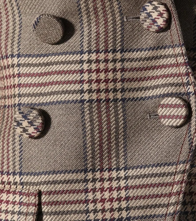 Shop Fendi Checked Wool Jacket In Brown