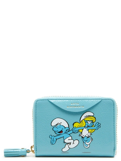 Shop Anya Hindmarch 'smurf Couple' Wallet In Light Blue