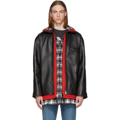 Shop Balenciaga Black Leather Layered Jacket