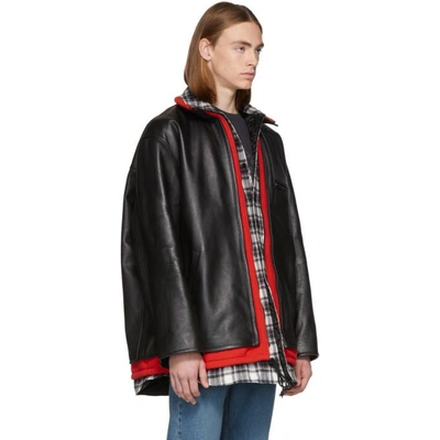 Shop Balenciaga Black Leather Layered Jacket