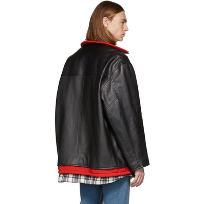 Shop Balenciaga Black Leather Layered Jacket