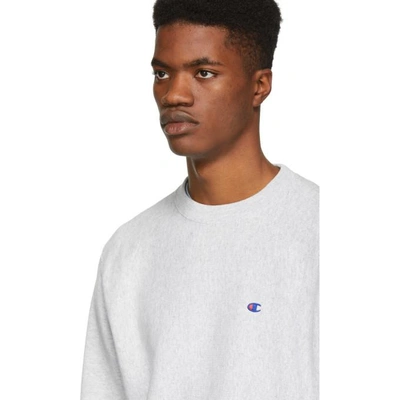 Shop Champion Reverse Weave Grey Logo Sweatshirt In Loxgm-grey
