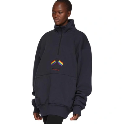 Shop Balenciaga Black Chimney Zip-up Sweater In 1055 Washbl